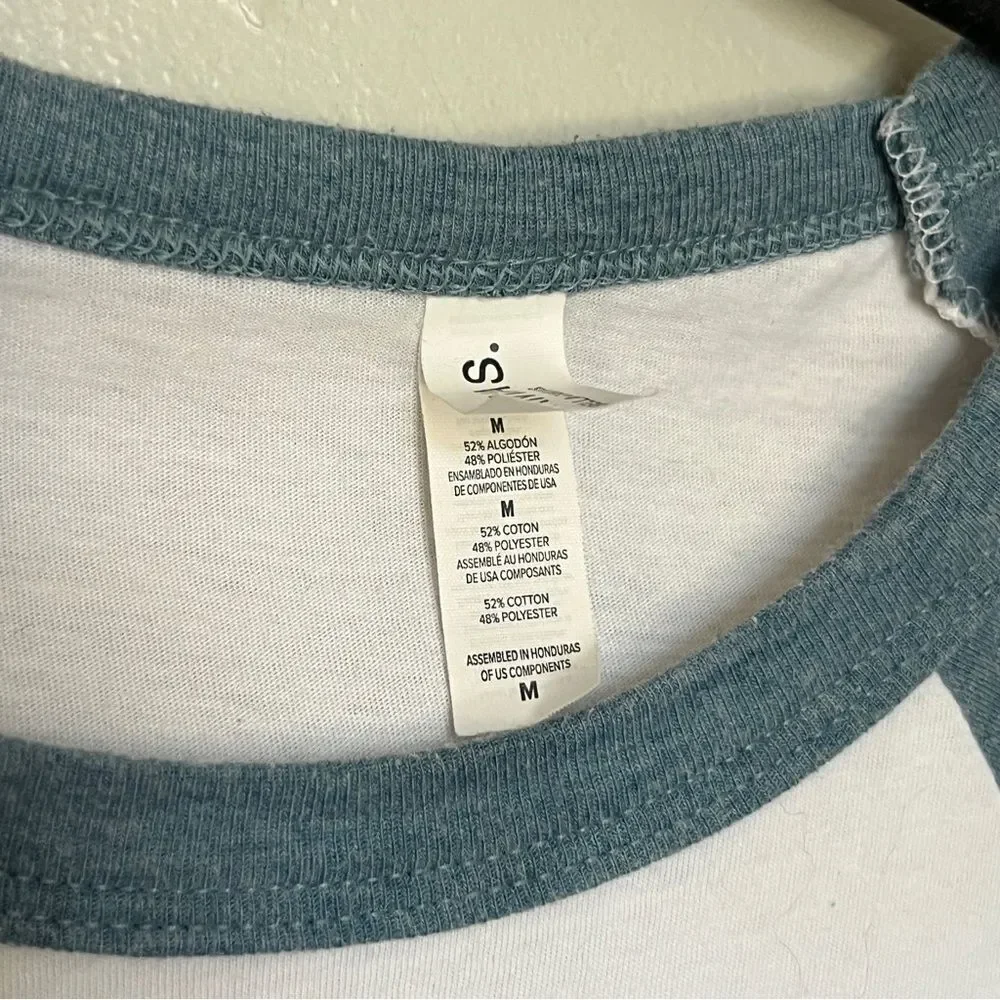 Blue and White Raglan Sleeve Shirt